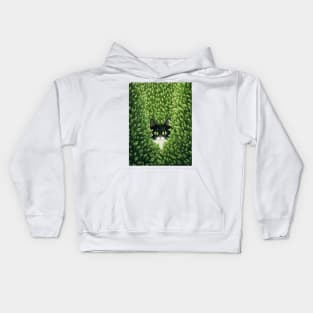 Cat in the green grass Kids Hoodie